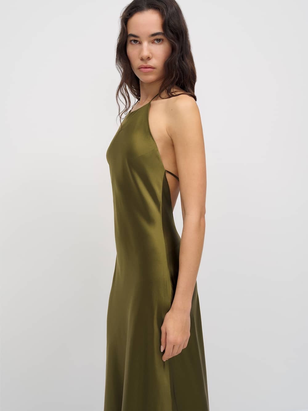 Reformation Jeany Silk Dress In Moss Garden, new without tags, unworn, no flaws. - Picture 3 of 9